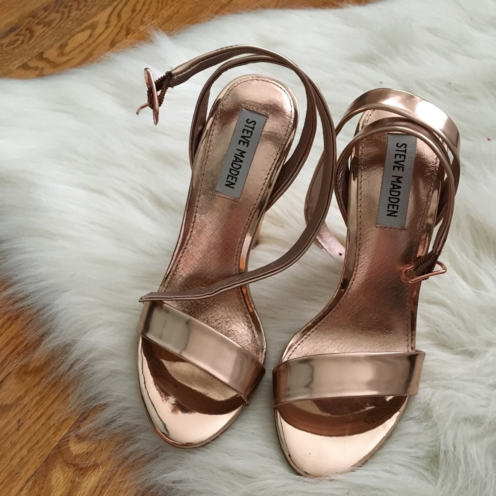 Rose gold ankle strap sandals!